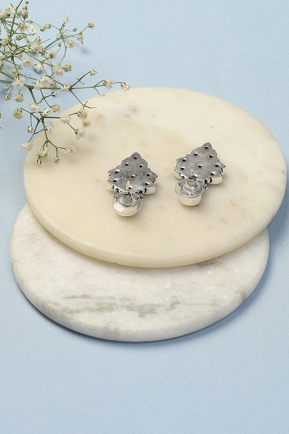 Pink Green Brass Earrings image number 2