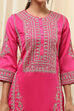Ochre Yellow Cotton Blend Straight Suit Set image number 1