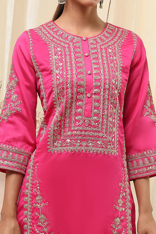 Ochre Yellow Cotton Blend Straight Suit Set image number 1