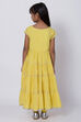Yellow Cotton Tired Kurta Churidar Suit Set image number 4