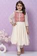 Off White Cotton Anarkali Kurta Churidar Suit Set