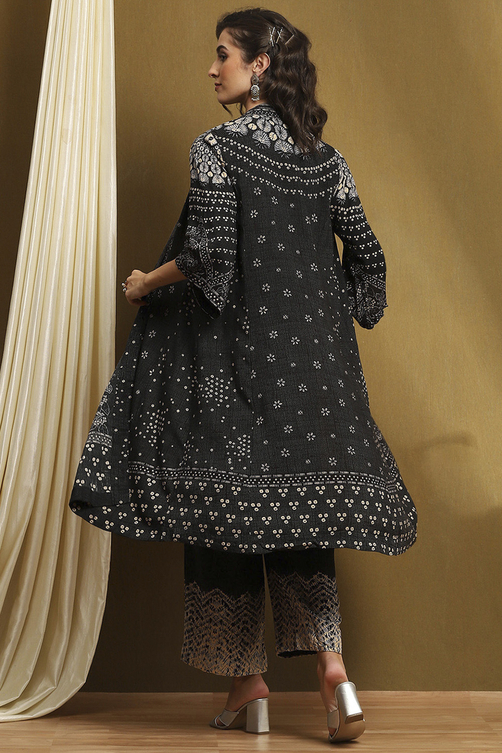 Black Printed Fusion Co-ord Set image number 4