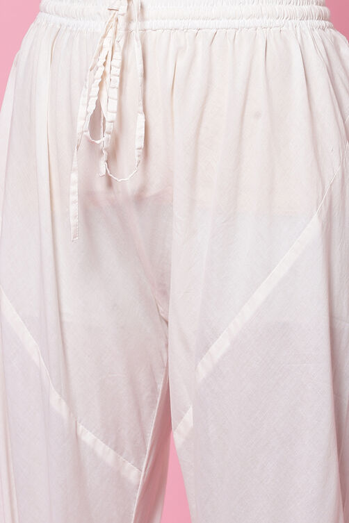 Ecru Cotton Anarkali Kurta Churidar Suit Set image number 7