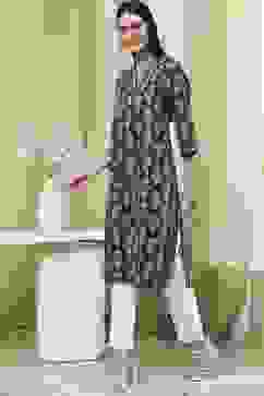 Blue Cotton Printed Straight Kurta image number 2