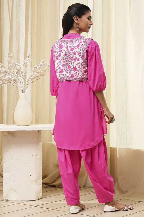 Sage Green Cotton Pathani Straight Kurta Set image number 4