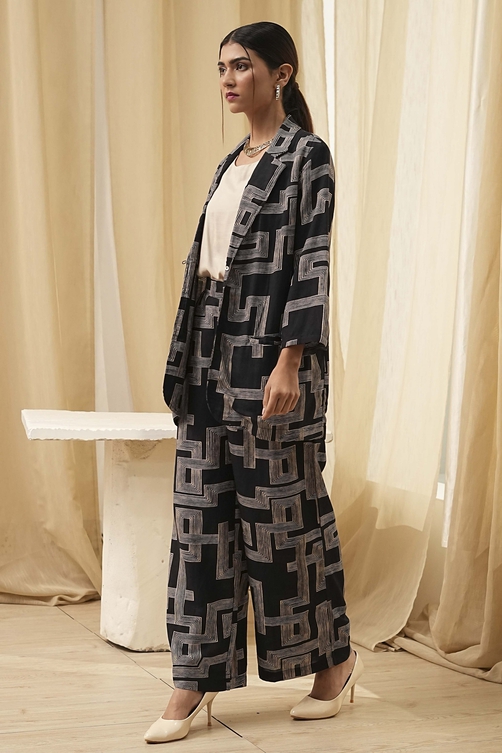 Black Viscose Printed Co-ord Set image number 3