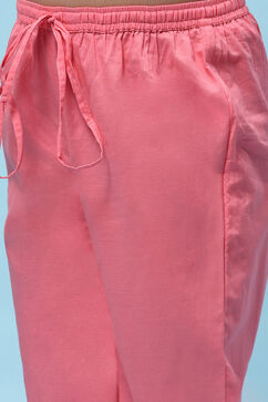 Pink Cotton Floral Printed Gathered Tiered Suit Set image number 2