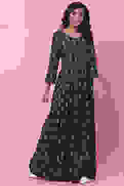 Dark Green Rayon Fusion Dress image number 3