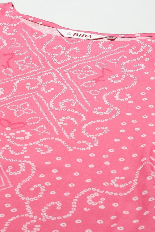 Pink Printed Cotton Straight Kurta Palazzo Suit Set image number 1