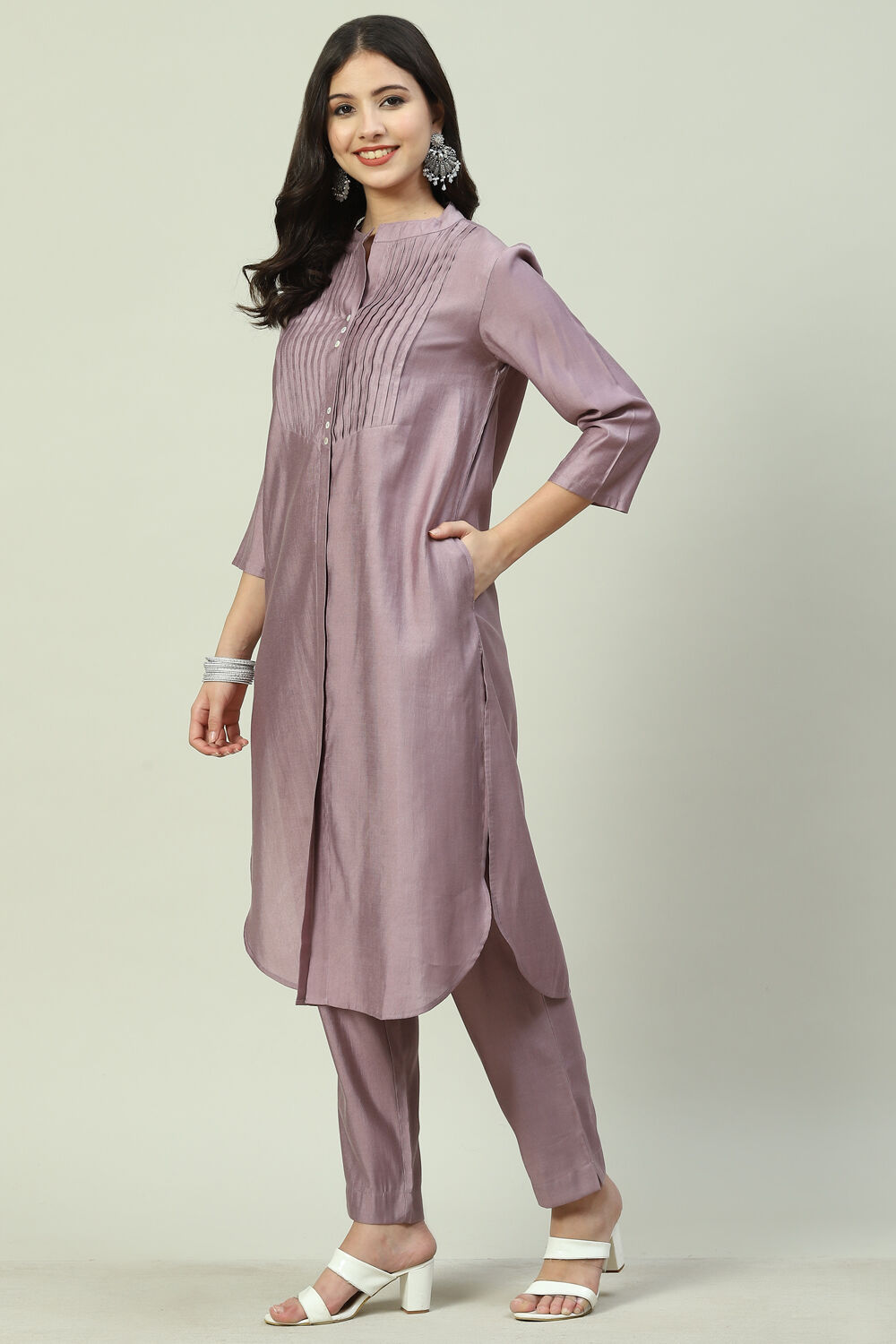 Mustard Poly Viscose Straight 2 Piece Set image number 0