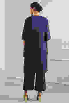 Blue Cotton Solid Straight Suit Set image number 4