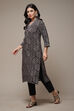 Beige LIVA Straight Printed Kurta image number 3