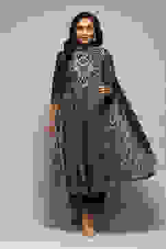 Indigo Cotton Anarkali Kurta Palazzo Suit Set image number 7