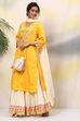 Yellow Viscose Straight Kurta Skirt Suit Set image number 0