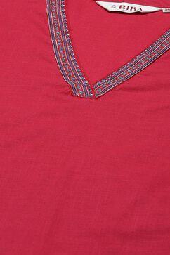 Coral Cotton Straight Kurta Pant Suit Set image number 1