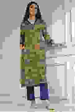 Mustard Yellow Printed Straight Kurta image number 0