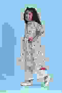 Blue Cotton Printed Anarkali Suit Set image number 3