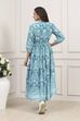 Turquoise Printed Tiered Dress image number 3