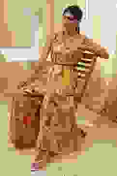 Yellow Cotton Floral Flared Jumpsuit image number 0