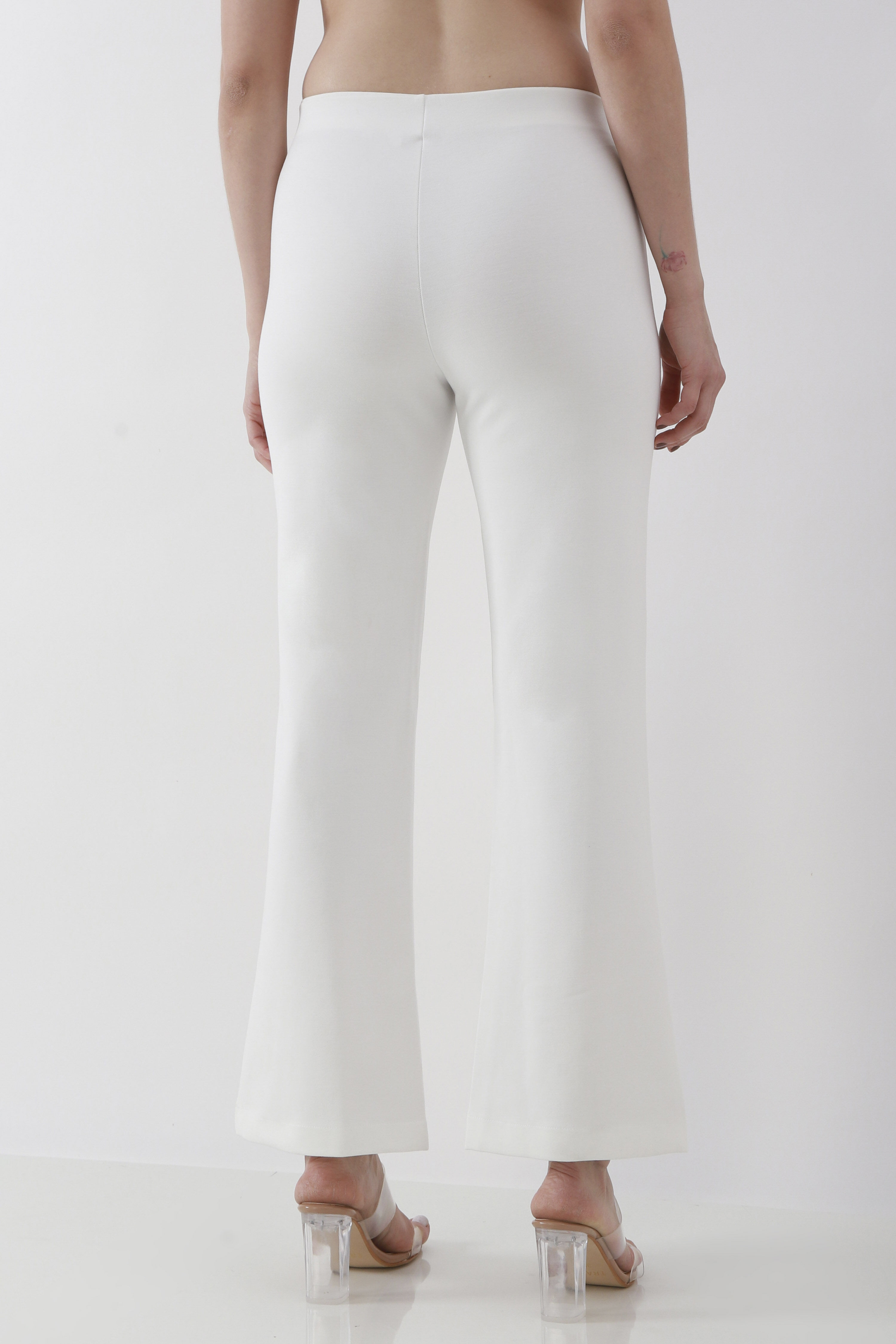 White Solid Flared Pants image number 5
