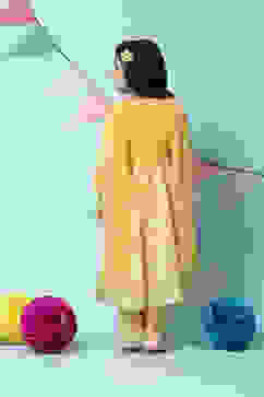 Yellow Cotton Blend Kalidar Kurta Straight Palazzo Suit Set image number 4