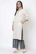 Off White Relaxed Kurta Palazzo Suit Set image number 3