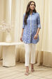 Blue Printed High-Low Short Kurta image number 5