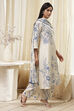 Off-White and Blue Cotton Straight Suit Set image number 5