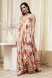 Beige Floral Printed Strappy Relaxed Maxi Dress image number 5