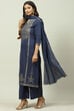 Mustard Printed Cotton Straight Kurta Palazzo Suit Set image number 5