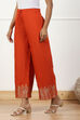 Blue Jacquard Solid Straight Palazzo Pants image number 2