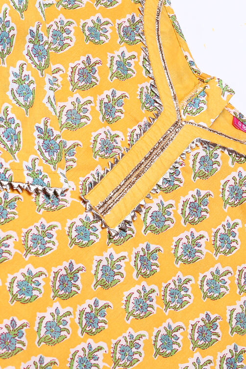 Yellow Cotton Straight Kurta Sharara Suit Set image number 1