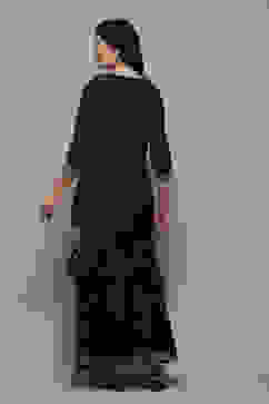 Black Poly Cotton Straight Kurta Garara Suit Set image number 5