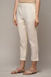 White Cotton Blend Slim Pants image number 2