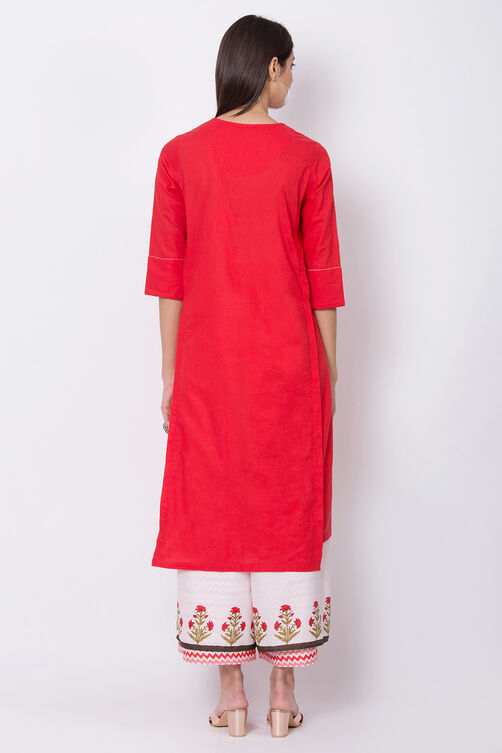 Charcoal Cotton A-Line Kurta Palazzo Suit Set image number 4