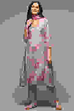 Grey Modal A-Line Kurta Palazzo Suit Set image number 0