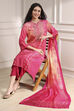 Pink Printed Straight Suit Set