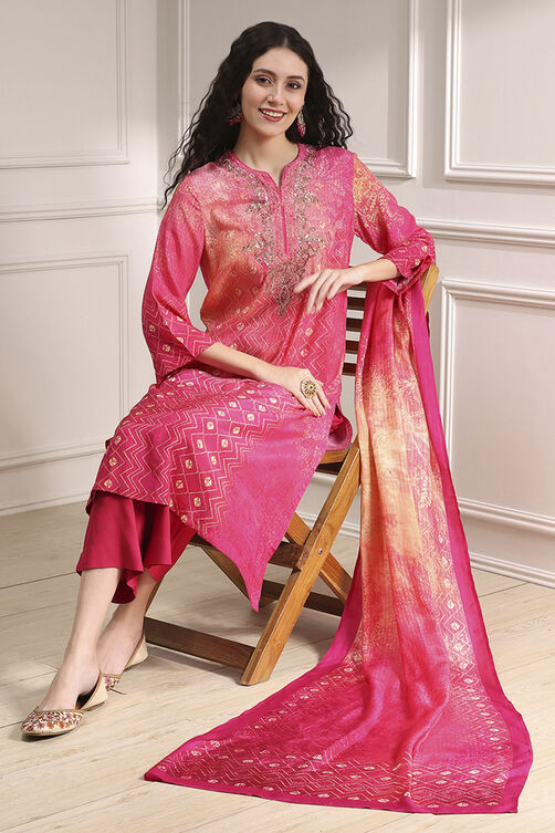 Turquoise Printed Straight Suit Set image number 0