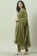 Green Cotton Kalidar Kurta Churidar Suit Set image number 5