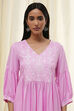 Pink Solid Flared Short Kurta image number 1