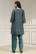 Brown Printed Straight Suit Set image number 4