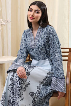 Blue & White Jalabiya Kaftan image number 0