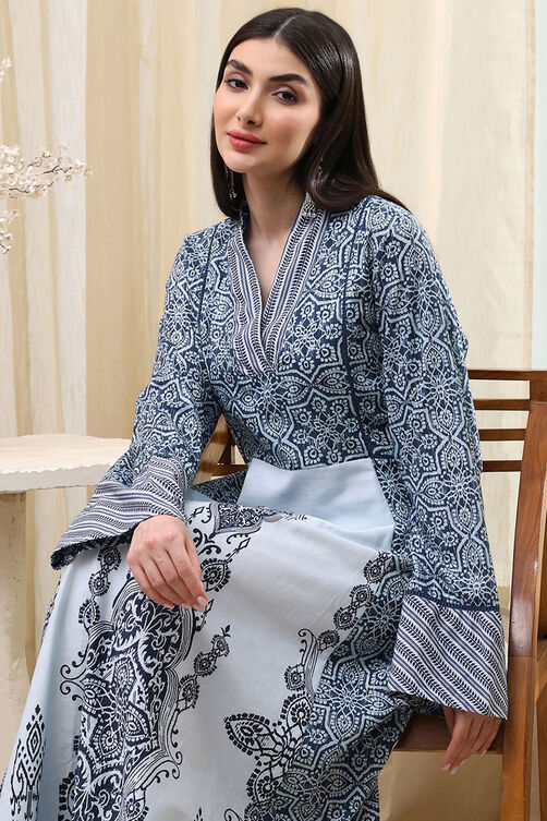 Blue & White Jalabiya Kaftan image number 0