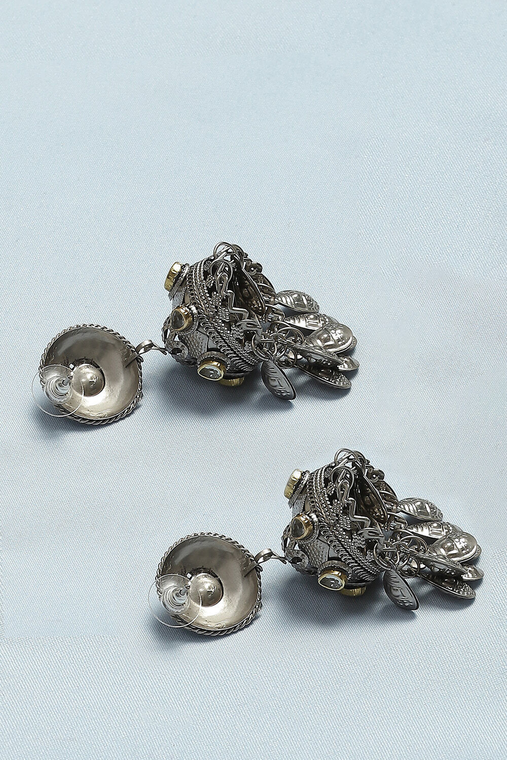 Oxidised Gold Brass Earrings image number 2