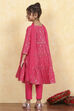 Blue Cotton Tiered Printed Kurta Churidar Set image number 4