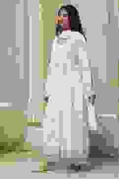 Off-White Cotton Printed Anarkali Suit Set image number 3