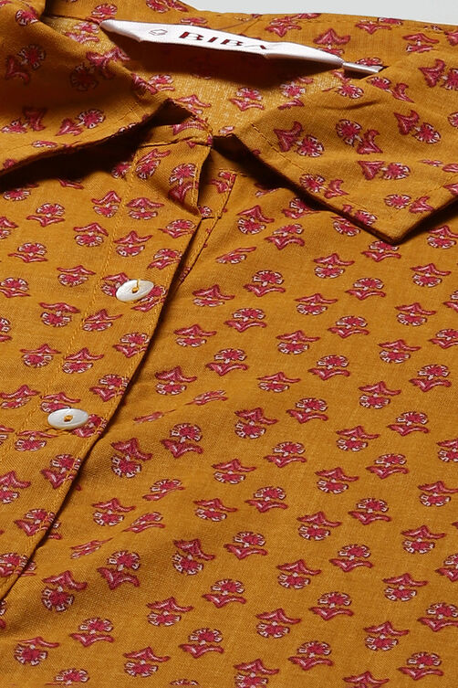 Yellow Rayon Straight Printed 2 Piece Set image number 1