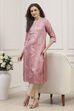Dusty Pink Printed Straight Kurta