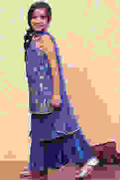 Blue Polyester Straight  Suit Set image number 3