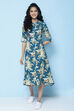 Peach Rayon A-line Printed Kurta Dress image number 4